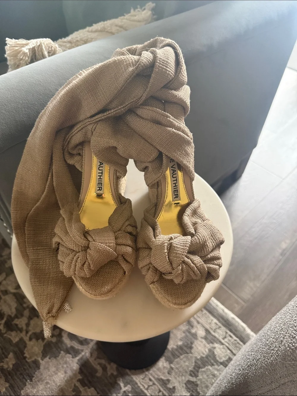 Alexandre Vauthier Taupe Knot Wrap-Heel Sandals